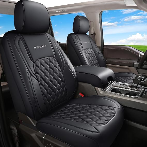 Huidasource Fit for Chevy Silverado Seat Covers, GMC Sierra Seat Covers 2007-2013&2019-2026 1500, 2020-2026 2500HD 3500HD Crew Double Extended Cab, Thickened Nappa Leather Seat Covers for Trucks Black