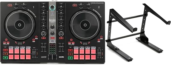 Hercules DJControl Inpulse 300 MK2 2-Channel DJ Controller with Laptop Stand for Beginners and Pros - Portable USB MIDI Controller for Mixing and Scratching - Compatible with DJ Software