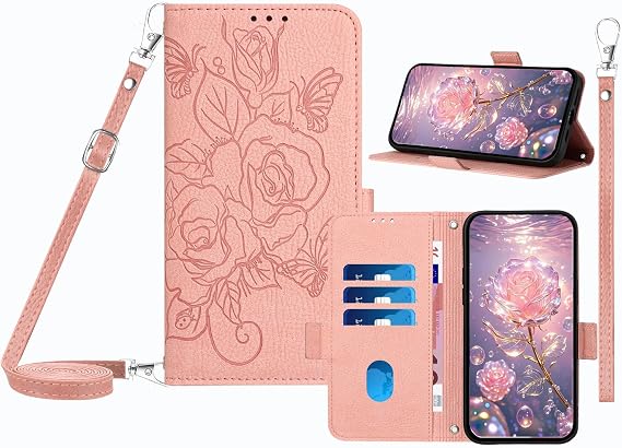 IVY Mi 11 Ultra PU Leather Flip Cover Wallet Case [Rose][Wrist & Shoulder Strap][Card Holder][Kickstand] for Xiaomi 11 Ultra 5G Case - Pink