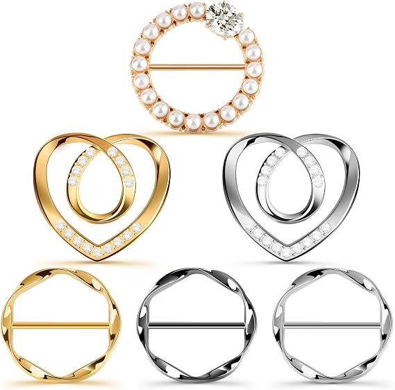 SARDVISA T-Shirt Tie Clips, Silk Scarf Ring Clip for Women, 6 PCS