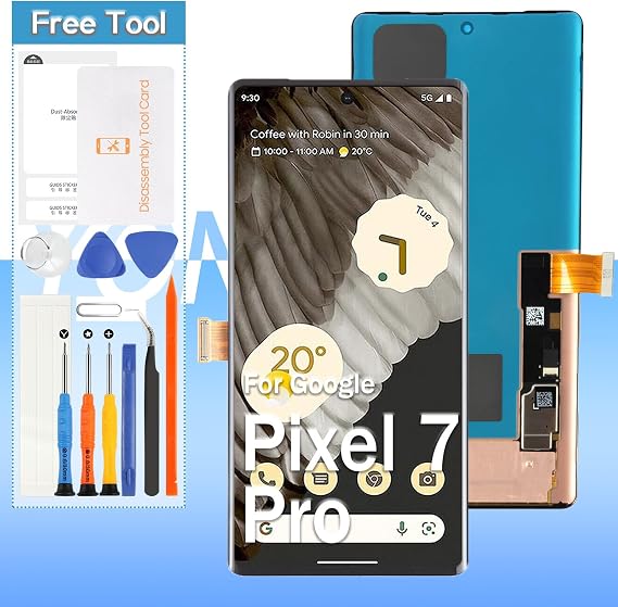 Original for Google Pixel 7 Pro AMOLED LCD Display GP4BC, GE2AE Touch Screen Replacement | 6.7'' LCD Display | Black | Tools Included