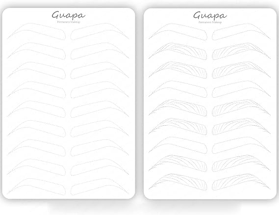 Guapa 3pcs Nano Hair Stroke Practice Skin Double Sided White Silicone for Microblading and Permanent Makeup Training (Hairstrokes Dotted Lines)
