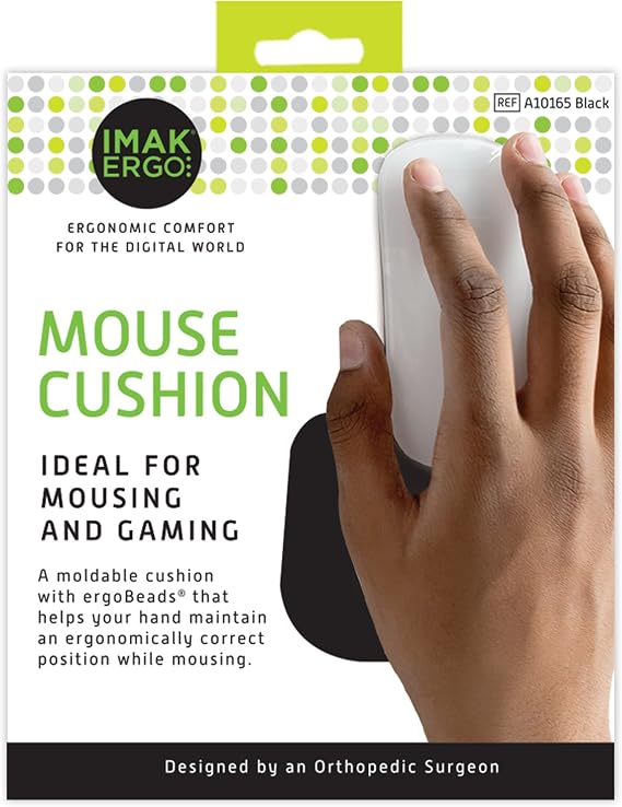 IMAK Brownmed - Ergo Wrist Cushion for Mouse - Ergonomic Rest for Computer - Comfortable, Convenient Support - Pad for Working, Gaming & More - Black