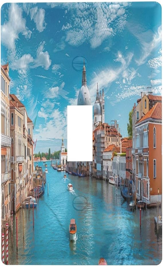 Beautiful City on Water Single Toggle Wall Plate 4.50"x2.76" Decorative Wallplate Unbreakable Switch Plate Outlet Cover, 1 Pack