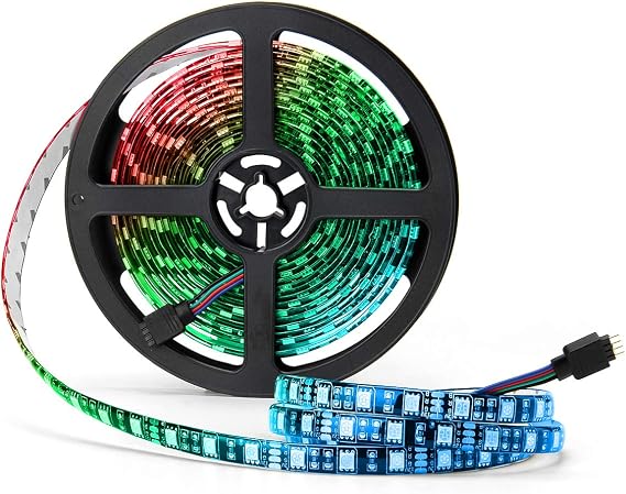 SUPERNIGHT LED Strip Lights, 16.4FT 5M SMD 5050 Waterproof 300LEDs RGB Color Changing Flexible LED Light Strip for Bedroom, TV Back Lighting, Christmas, Valentines Day Black PCB