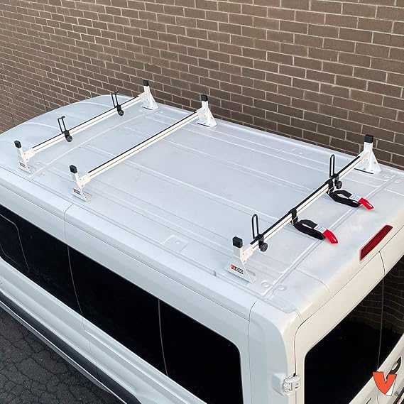 Vantech Ford Transit (Cargo) 2015-On 3 bar Rack Low Profile 54" Bars Aluminum White