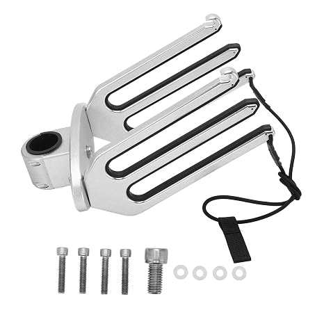 CNC Brushed Aluminum Wakeboard Rack, Wakeboarding Tower Holder, Adjustable 360 - Degree Kneeboard Tower Rack for Boat with Bungee Cord and Rubber Inserts (Applicable to pipe diameter: 48mm-53mm)