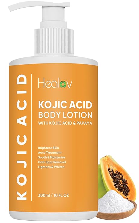 Kojic Acid Lotion Skin Brightening Body Lotion for Age Spots, Hyperpigmentation, Intimate Areas Dark Spot Remover, Reduces Acne, Scars and Evens Tone Kojic Acid Cream for Brighter, Glowing Look