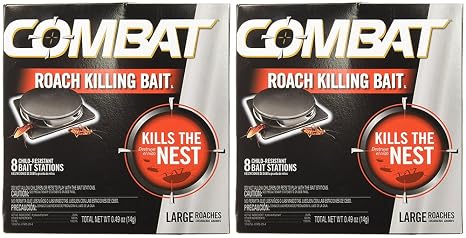 Combat Roach Killing Bait, Large Roach Bait Station, 8 Count (2 Pack)