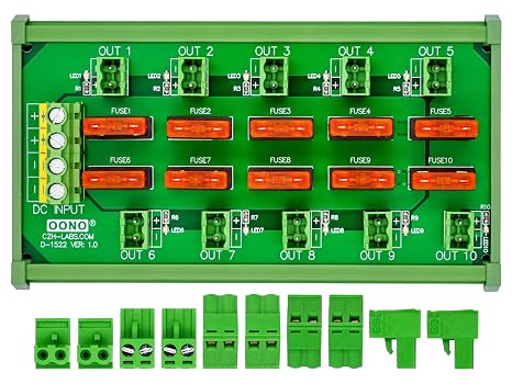 DIN Rail Mount Fused DC 5-32V 10 Position Pluggable Terminal Block Power Distribution Module