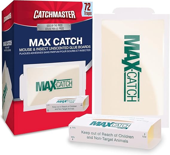 Catchmaster Max-Catch Unscented Glue Traps 72pk, Sticky Mouse Traps Indoor