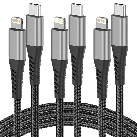USB C to Lightning Cable 3FT, 3Pack MFi Certified iPhone Fast Charging Cord