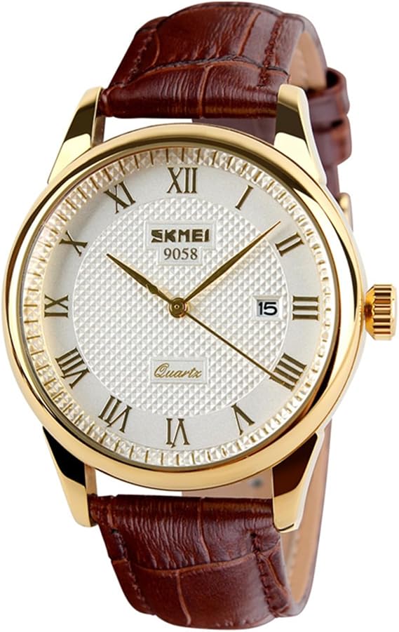 Mens Watches Analog Quartz Watch Leather Band Roman Numeral Waterproof Fashion Business Casual Wrist Watches for Men