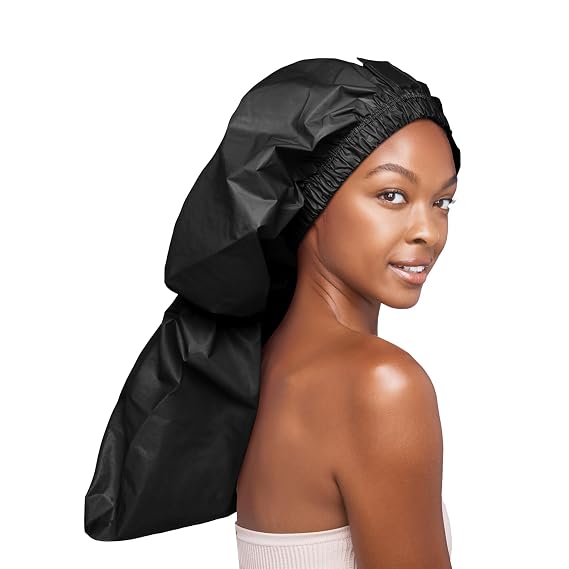 Red by Kiss Essential Super Large Waterproof Braid Shower Cap, Reusable Caps with Elastic Band