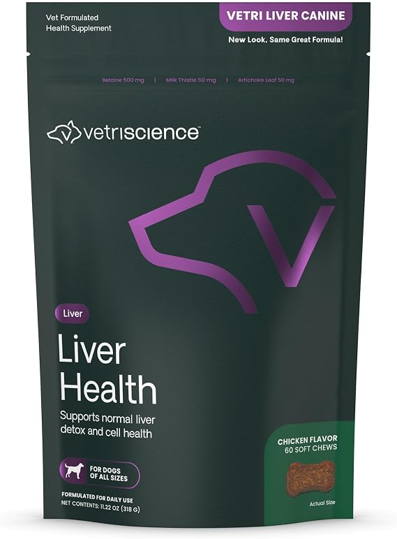 VetriScience Liver Health Chews for Dogs, Chicken, 60 Count