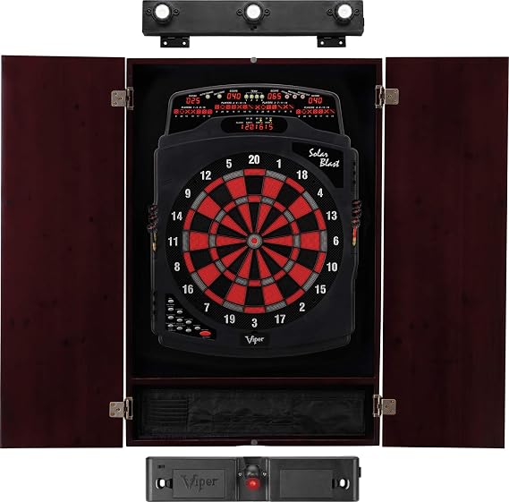 Viper Solar Blast Electronic Dartboard, Metropolitan Cinnamon Cabinet & Shadow Buster Dartboard Light Bundle
