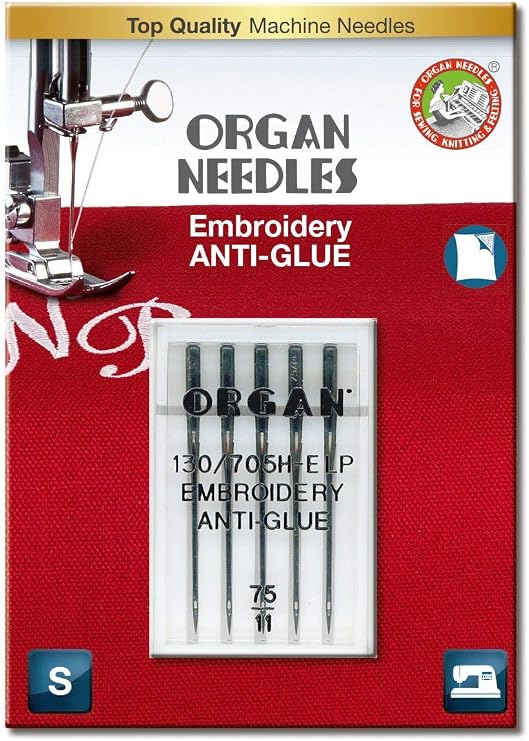 Organ Anti-Glue Super NonStick Embroidery Sewing Machine Needles   Size 75/11