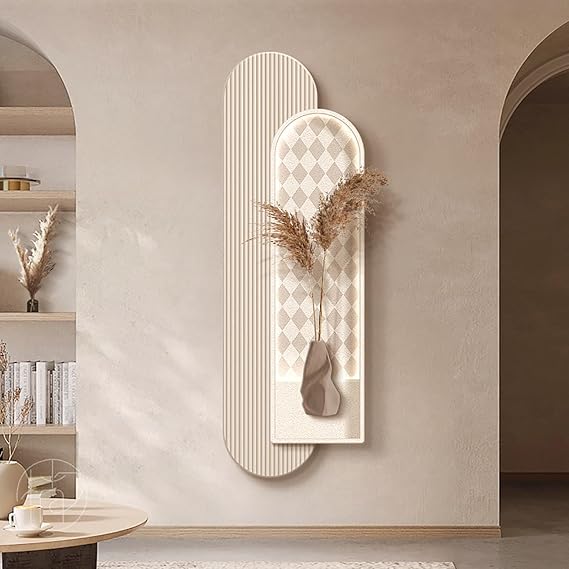 JHDXL 3D Wall Art Decor, LED Sandstone Decoration Painting, Modern Home Decor Landscape Wall Sculpture, for Living Room Dinning Room Bathroom Entryway Kitchen Office(White,40 * 120cm/16 * 47.5in)