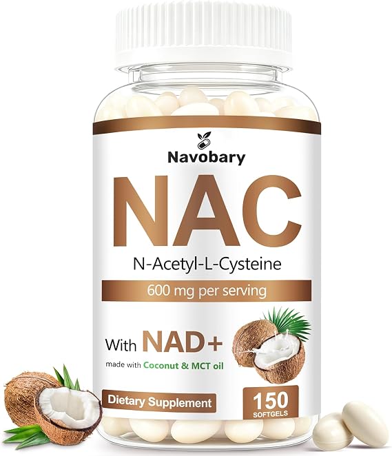 NAC Supplement 600mg with NAD+ 150 Softgels, Glutathione