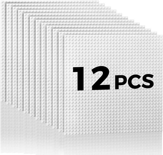 Lekebaby Classic Baseplates Building Base Plates for Building Bricks,10" x 10" Baseplates 100% Compatible with Major Brands,Pack of 12,White