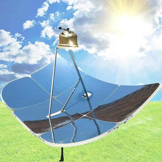 Parabolic Solar Cooker, 2000W High Efficiency Outdoor Sun Oven for Camping and Survival, Operating Temperatures up to 1500°C