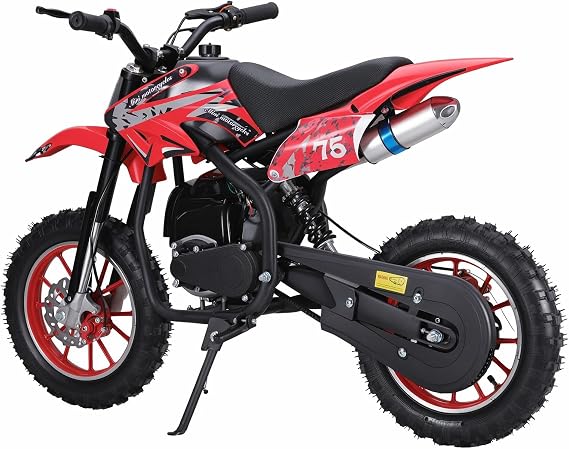 Saterkali 49cc 4-Stroke Kids Dirt Bike,Gas Powered Mini Motocross Motorcycle Mountain Off Road Mini Motorcycle, Children Pocket Motorbike with Disc Brakes,EPA Approved Red,Fast Arrival Red