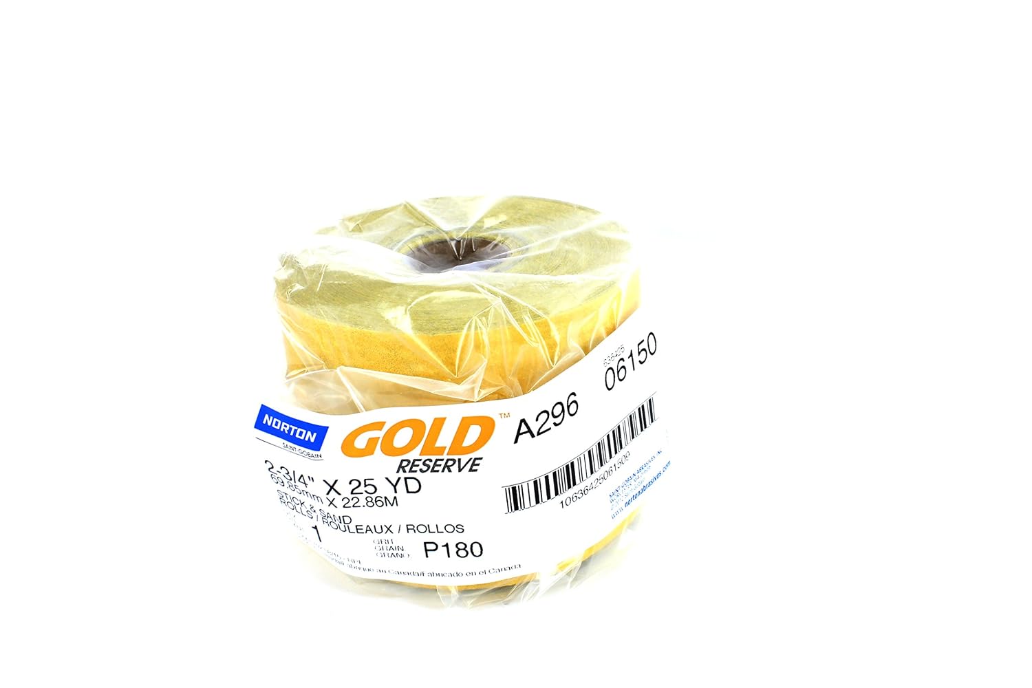 Norton Gold PSA Sandpaper Dura Block Sticky Back Roll 180 Grit