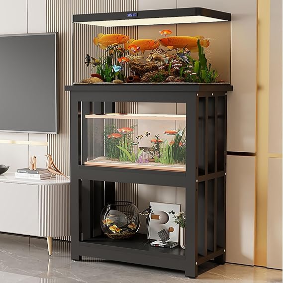 Fish Tank Aquarium Stands Cabinet 12 14'' 16 18 20 in Wide Aquariums Stand, Multi-tier Steel Fish Tank Storage Shelf with Adjustable Panel - Reptile Terrapin Tank Rack for Home/ Office, Terrarium Tabl