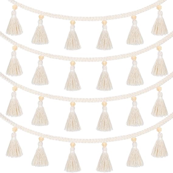 Tatuo 4 Pcs 37.4 Inch Boho Tassel Garland for Classroom, Back to School