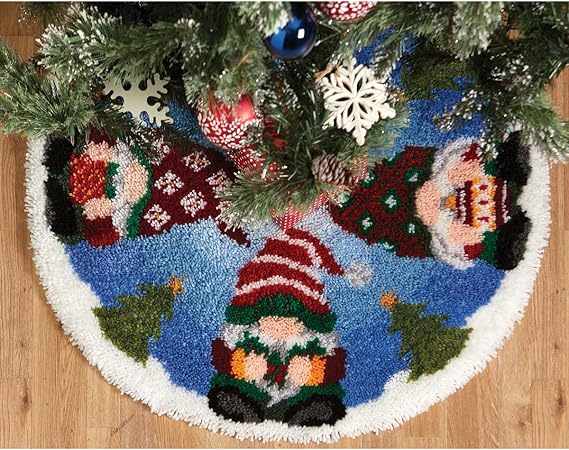 Herrschners Holiday Gnomes Tree Skirt Latch Hook Kit
