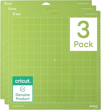 Cricut StandardGrip Machine Mats, 12" x 12", Reusable Cutting Mats for Crafts with Protective Film, Use with Cardstock, Iron On, Vinyl and More, Compatible with Explore & Maker (3 Count), Green