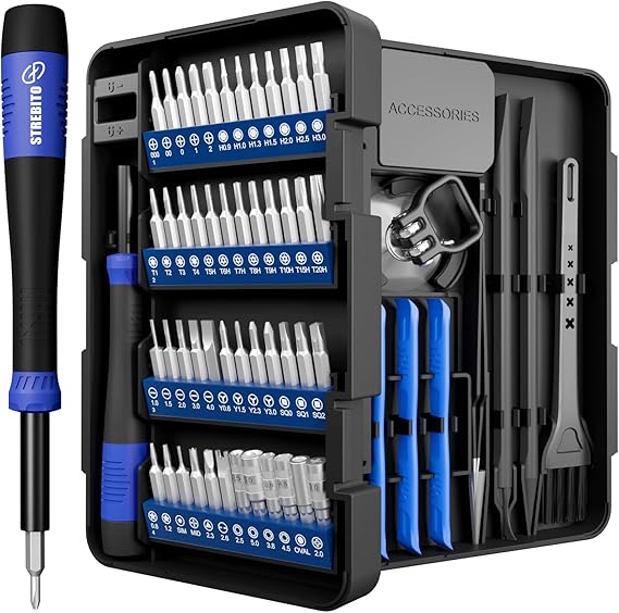 STREBITO Small Precision Screwdriver Set,Electronics Repair Tool Kit for PC | Torx, Triwing, Pentalobe,Triwing bits repair Computer, PC, Laptop, MacBook, Tablet, Phone, PS5, Glass, Ring Doorbell