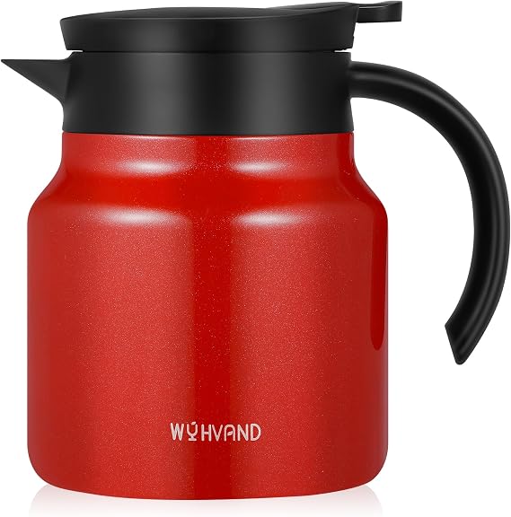 800ml Thermal Coffee Carafe, Stainless Steel Insulated Jug, Red
