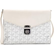 Pre-Loved Chypre Wallet on Strap Coated Canvas with Leather, White