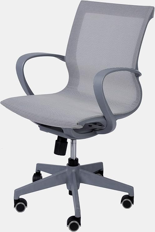 Mesh Office Chair Desk Chair Mid Back Ergonomic Chair with Armrest, Lumbar Support, Wheels Swivel Mesh Computer Chair, Task Chair or Home Office, Conference or Bedroom, Modern Grey