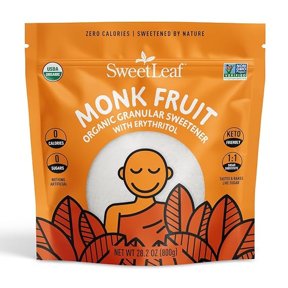 SweetLeaf Organic Monk Fruit Sweetener, Granular - 28.2 Oz Bag
