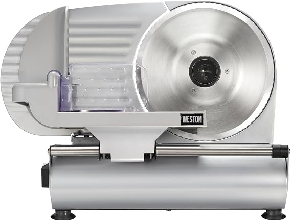 Weston Electric Meat Cutting Machine, Deli & Food Slicer, Adjustable Slice Thickness, Non-Slip Suction Feet, Removable 9 Stainless Steel Blade, Easy to Clean