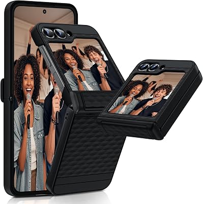 LeYi for Samsung Galaxy Z-Flip 6 Case: with Hinge Cover, Dual Layer Shockproof Hard PC & Anti Scratch Non-Slip Lining Cell Android Unlocked Phone Cover for ZFlip 6 Support Wireless Charging, Black