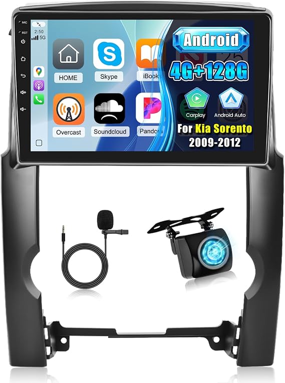 [4+128G] Car Radio for Kia Sorento 2009-2012 with Carplay and Android Auto | NHOPEEW Android Car Stereo 10 Inch Incell Touch Screen - EQ Audio / GPS / 5GHz WiFi / SWC / Bluetooth + AHD Backup Camera