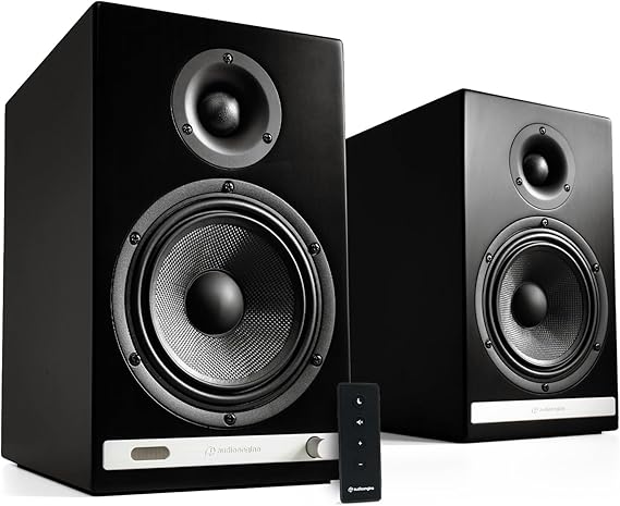 Audioengine HD6 Powered Bookshelf Speakers Bluetooth Speakers | for Turntables, Vinyl Records, Home Stereo and Music Streaming - Black
