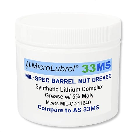 33MS MIL-SPEC Barrel Nut Lithium Moly Synthetic Grease 2 oz (57 Grams), Compare to AEROSHELL