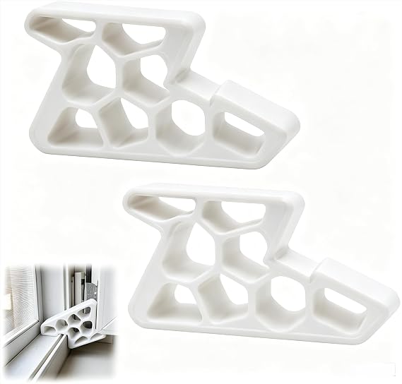 2 PCS Window Stopper Wedge Lock Sliding Window Stopper Scratch Resistant Adjustable Manual Door Track Lock Blocker Security Stopperfor Balcony French Patio Door (White)