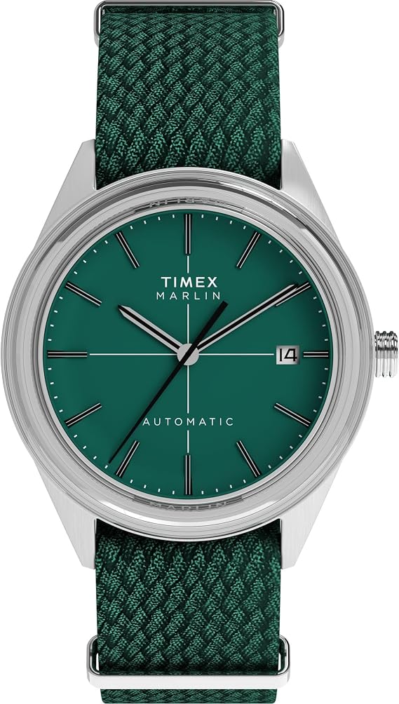 Timex Men's Marlin Jet Automatic 38mm Watch, Green/Stainless Steel/Green, Retro