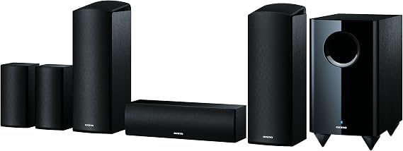 Onkyo SKS-HT588(B) 5.1.2 Channel Home Cinema Speaker System (6-piece), Dolby Atmos Capable, 130 Watt Power Handling, 80 Watt Active Subwoofer, Surround Speaker Wall-Mountable, Black