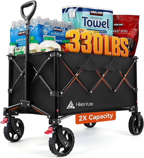 Hikenture Wagons Carts Foldable 330LBS, Heavy Duty Collapsible Wagon