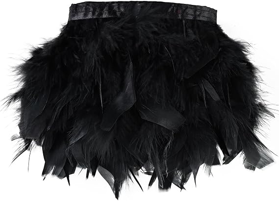 Black Turkey Feathers Trim Fringe 2Yard 4-6inch for Party Clothing DIY Sewing Craft Wedding Dress Decoration Natural Fluffy Turkey Feather Trim