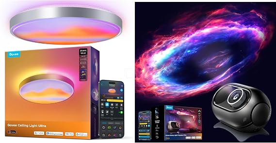 Govee Galaxy Light Star Projector 2 Pro Bundle with Govee Ceiling Light Ultra 21 Inch