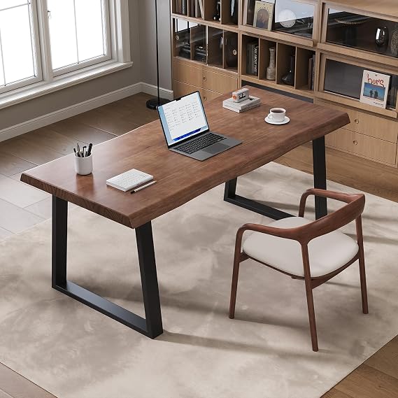 Pine computer desk, modern solid wood home office desk, long rural farmhouse pine dining table, administrative workstation computer desk, suitable for living room and dining room (47inch)