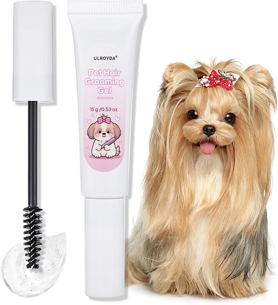 Dog Facial Hair Styling Gel Gentle Grooming for Eyes & Nose Flyaways, No Alcohol Formula for Small Long-Haired Dogs & Cats, for Daily Use & Styling, 0.53 oz
