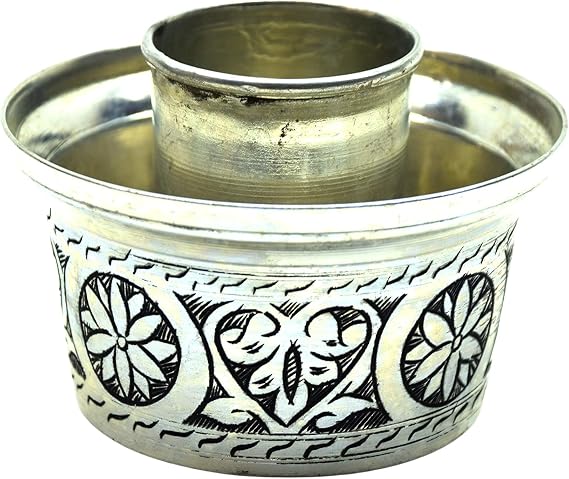 CraftTR Handmade Copper Single Glass Chiller, Full Tin-Plated Inside & Out Turkish Artisan Beverage Cooler, Hand-Engraved Gaziantep Coppersmith, Silver Finish, Unique Kitchen & Bar Gift